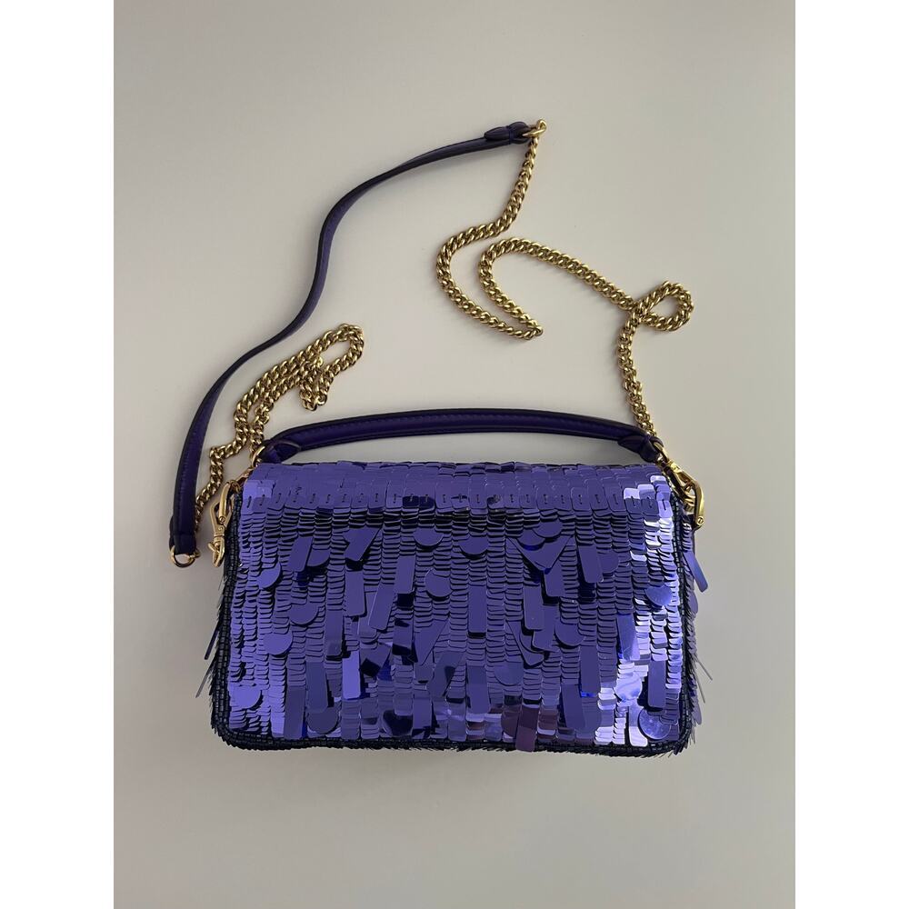 Fendi baguette mini purple sequin gold hardware shoulder bag - Picture 4 of 8
